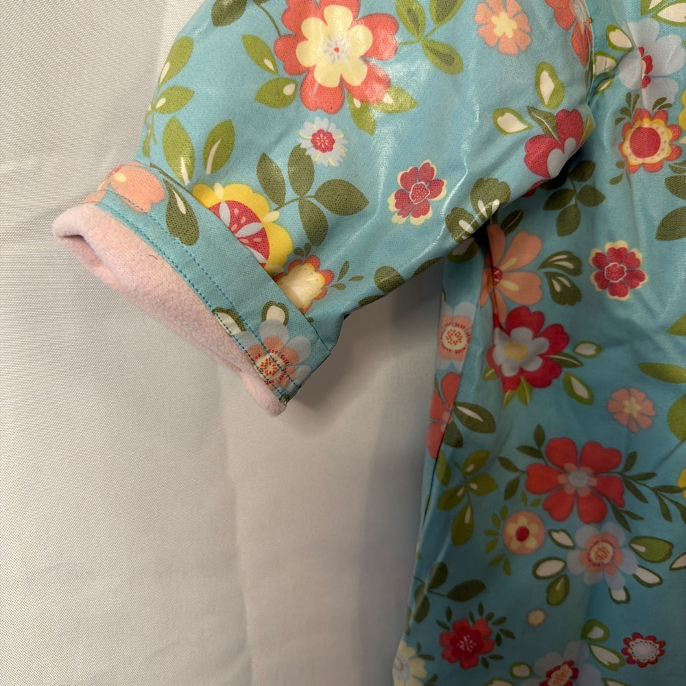 Pluie Pluie Hooded Waterproof Raincoat Jacket Girls Size 2/3 Floral Pink Fleece - Picture 6 of 7